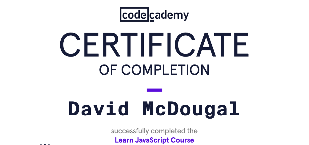 Codecademy Learn JavaScript Course